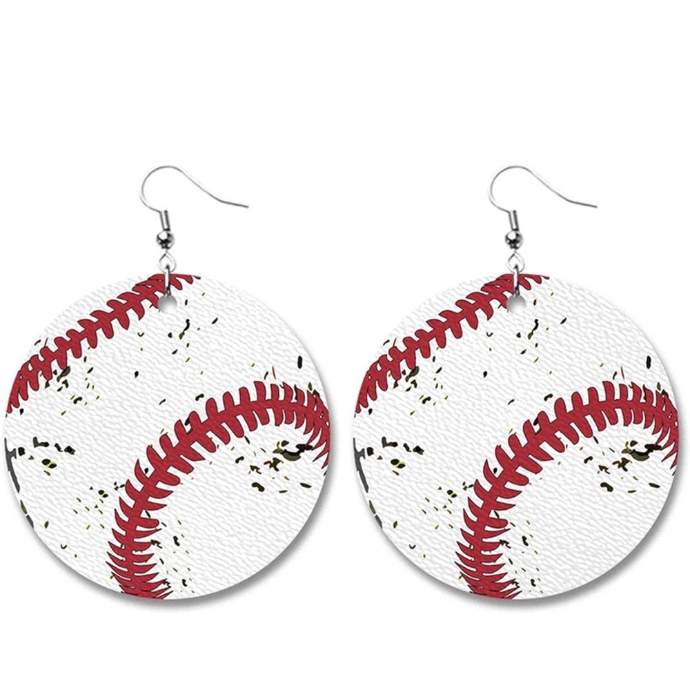 Round Rustic Baseballl earrings